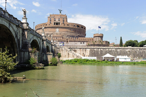 Rome the Tiber shore near CastelSant'Angelo site of the party in Roman Holiday movie