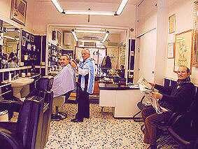 Rome Via Panisperna Monti quarter barber Adriano